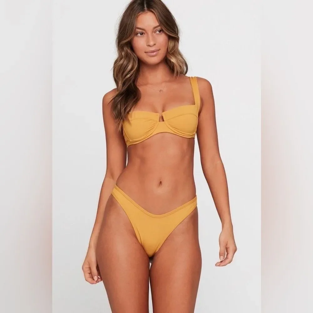 L*space Bikini Set Camellia Top & Cabana Bitsy Bottom Bronze Size Small NEW